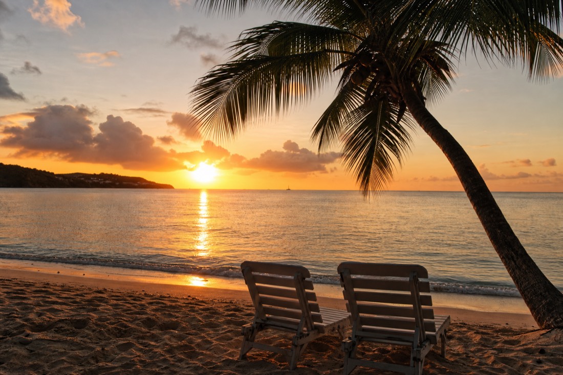 A quiet west-coast beach at sunset