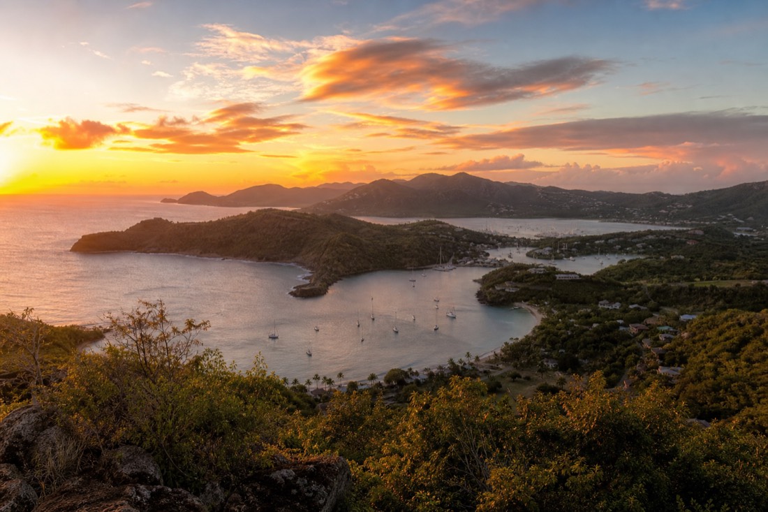 Sunset over English Harbour from the Shirley Heights lookout